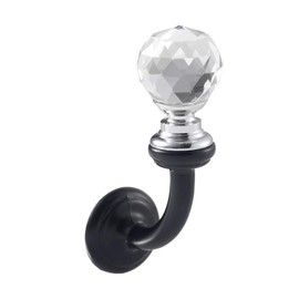 Mgoodoo 1pc Round Crystal Wall Coat Hat Hook Tieback Curtain Hooks Tassel Towel Hanger | Black