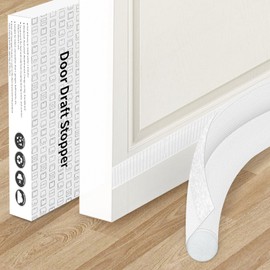 Door Draft Stopper 36 inches White, Single-Sided Sound Proof Door Noise Blocker and Door Bottom Seal Strip Stopper, Energy-Saving Under Door Soundproofing Draft Blocker Reduces Light, Sound, Dust