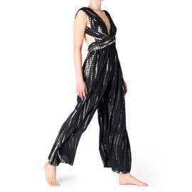 PANASIAM Infinity Trouser Dress Tie-Dye - Elegant Women's Tie Dye Jumpsuit, Wrap Trouser Skirt with Wide Legs - Party, Holiday, Wedding, black white, M