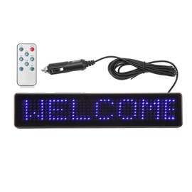 LED Car Sign Remote Control Programmable Advertising LED Sign Screen for Shop Store DC5‑12V Z741B Blue Font