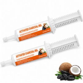 Hekeauo Activated Charcoal for Dogs & Cats, Activated Charcoal First Aid Kit Emergency Rescue, Toxin Absorber for Dogs, Cats, Pet Poison Kit, Upset Stomach Fast Acting 2 Tubes