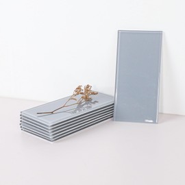 CASAPALACE Peel and Stick Glass Subway Tile, 3" x 6" Glass Backsplash Mosaic Wall Tiles for Kitchen Bathroom (40-Piece, Grey)