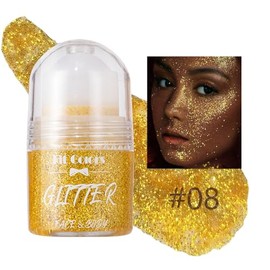 EONFAVE Roll-on Body Glitter Gel, Mermaid Pailletten Glitzer Gesicht, Liquid festival accessoires, Glitzer Face Paint Holographic Hair Glitter Gel, Shimmer Makeup(08gold)
