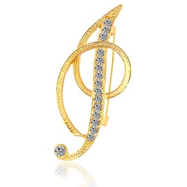 BeeGift Letter Brooch Pins Initial Rhinestone Brooch for Women Crafts,Rhinestone Crystal Lapel Pin Brooches Gold A-Z 26 Letters