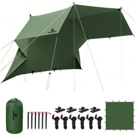AVOFOREST Tarp 3 x 4 Waterproof Tarp Ultralight Tent Tarp, Camping Tarp with 19 Eyelets + Aluminium Pins + Nylon Ropes + Tent Clips, Anti-UV & Snow & Rain, for Outdoor Camping Picnic Hiking Hammock