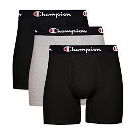 Champion mens Cotton Stretch Boxer Briefs, Black/Black/Oxford Grey Heather, X-Large US
