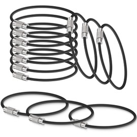 Wiratca 12 Pcs Wire Keychain Cable, Stainless Cable Key Ring, 5.9" Length 0.08" Diameter Black Keychain for Keys, Luggage Tags, Keyrings