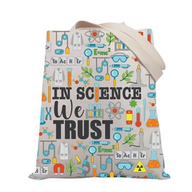 PLITI Science Teacher Tote Bag Medical Laboratory Scientist Gift In Science We Trust Funny Science Lover Canvas Shoulder Bag (Trust science TGU)
