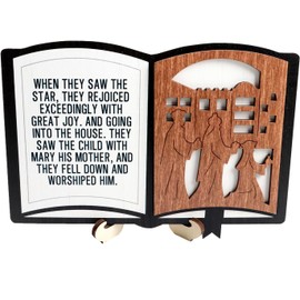ANHUIB Christian Wall Art,Christmas Nativity Scene Wooden Tabletop Set,Bible Gifts for Women,Wood Christmas Ornaments,Birth of Jesus Christmas Desktop Wooden Display Ornaments,Xmas Home Decorations