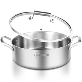 LOLYKITCH 8 Quarts Tri-Ply Stainless Steel Sauté Pan with Lid,13 Inch Deep Frying Pan,Large Skillet,Jumbo Cooker,Induction Cooking Pot,Dishwasher and Oven Safe.