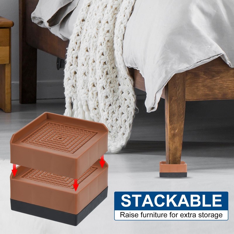 sourcing map Furniture Risers 1.5 Inch, 4Pcs Square Bed Risers