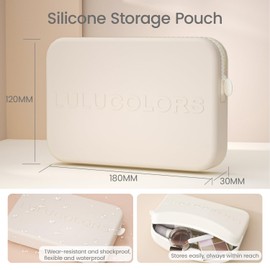 LULUCOLORS 13-in-1 Dual-Ended Makeup Brush Set with Sponge & Travel Case – 7 Multi-Functional Brushes for Face & Eyes – Soft Bristles, Wooden Handles – Available in Cream, Green, or Pink (Cream White)