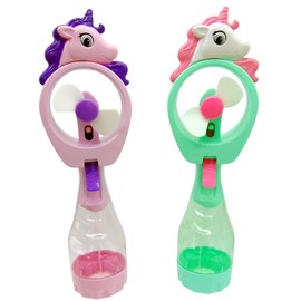 Unicorn Misting Spray Bottle Fan Kids Personal Cooling Mist Portable Handheld Humidifier Powered Fans with Mist for Girls, Set of 2