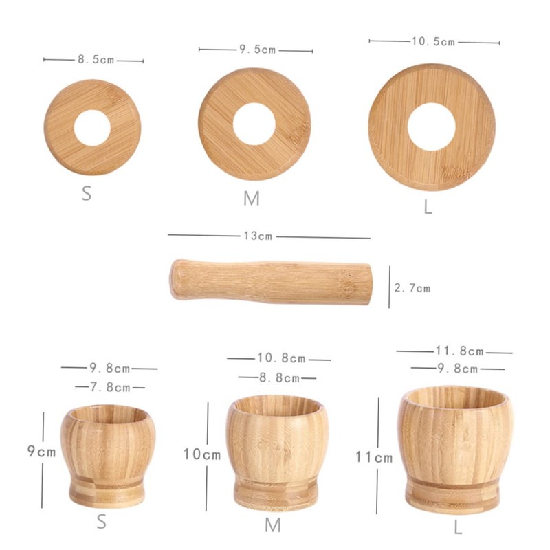 LABRIMP -in-one Garlic Press Set Bamboo Pot Pestle Food Garlic