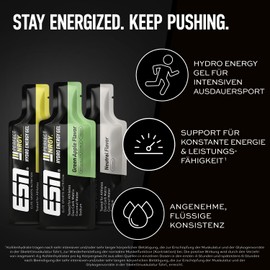 ESN Perfect NRGY 12 x 40 ml Green Apple Hydro Energy Gel Carbohydrate Gel with Dextrose, Dextrin, Coconut Water, Sodium and Fructose Free