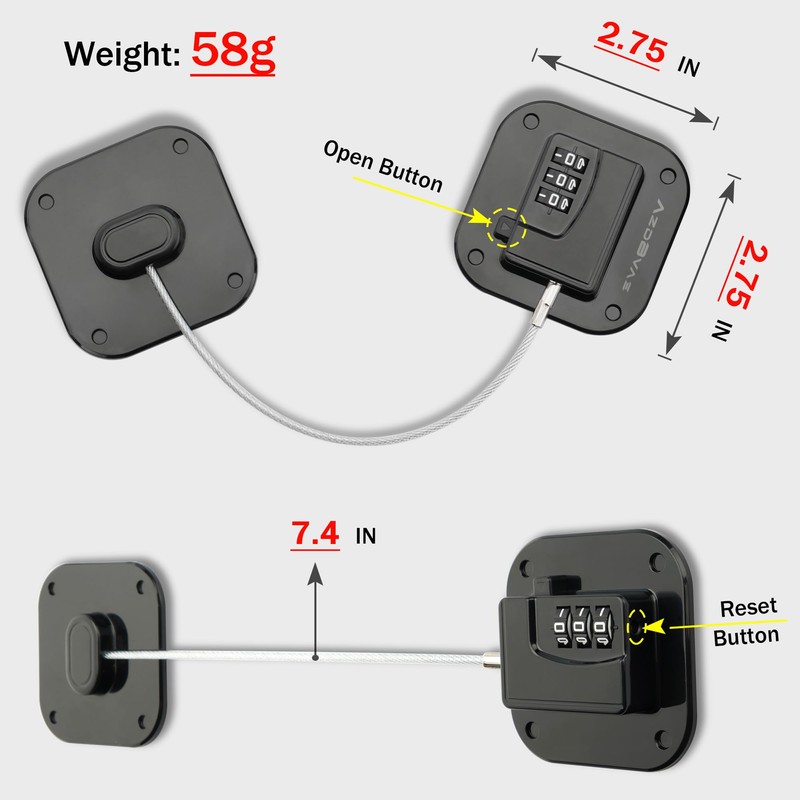 Refrigerator Lock, Heavy Duty Fridge Lock, Combination Lock for Fridge,