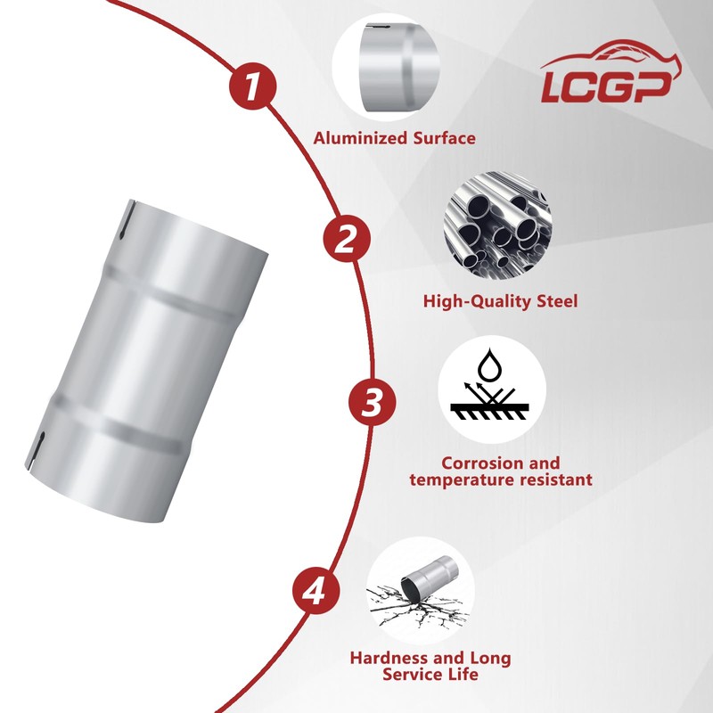LCGP 4" Custom Mandrel Straight Exhaust Pipe, 8" Long, 4"