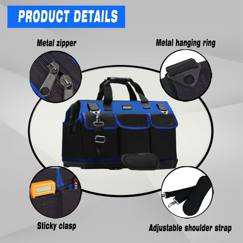 FASTECH 20 Inch Bottom Tools Bag With Wide Mouth For