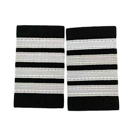 1 Pair Uniform Bars Airline Pilot Epaulets Captain Shoulder Boards Insignia Sliders Cosplay Epaulette Sliders (Four Barssilver)