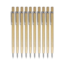 10Pcs Scriber Marking Tool, Aluminum Etching Pens with Tungsten Carbide Blade and Knurled Handle, for Scribing Ceramics Glass Metal (Gold)