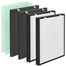 HSIAMEN Air400 Filter Compatible with Bissell Air400 Air Purifier, 2 H13 True HEPA Filter, 2 Carbon Filter & 2 Pre-Filters, Compared to Part 2520 2521