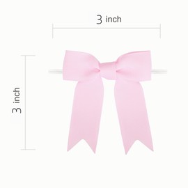 Meseey 30 Pack Pre-Tied 3" Pastel Pink Grosgrain Christmas Bows | Twist-Tie Decor for Gift Wrapping, Treat Bags, Tree Ornaments & Party Favors (Pastel Pink, 30)