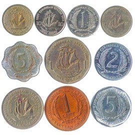 10 Old Coins from East Caribbean States (OECS). Collectible Coins Dollar, Cents. Perfect Choice for Your Coin Bank, Coin Holders and Coin Album