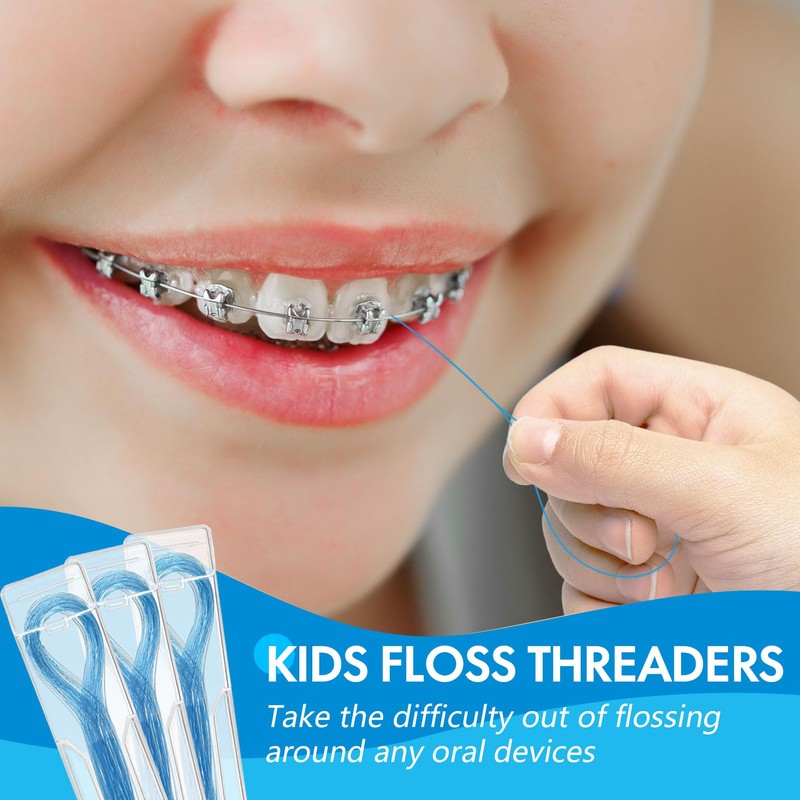 Preteen Kids Floss Threaders, Deep Clean Orthodontic Threader Floss for