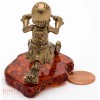 Russian Solid Brass Amber Figurine Baba Yaga biker witch flying