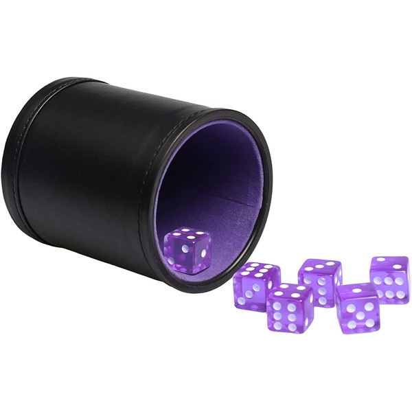 Faux Leather Dice Cup with Velvet Interior Quiet Shake Liars