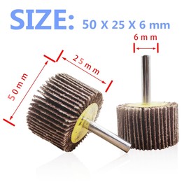 FEIHU 50x25x6mm Flap Wheels,80 Grit.1/4" Shank Diameter for Removing Rust, Deburring, Grinding Polishing Flat. Disc Abrasive Sanding Pads for Drills 6mm Shank （10 Pack）