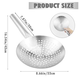 DOERDO Skimmer Slotted Spoon 8.7 Inch Oil Skimmer Pasta Strainer Stainless Steel Kitchen Utensils for Kitchen Cooking Frying, 22CM