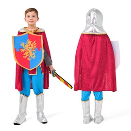 Funnlot Funnlot Ritter Kostüm Kinder, Faschingskostüme Kinder Jungen 7Pcs Set Ritter Karneval Kostüm Kinder Mittelalter Ritterkostüm für Karneval Fasching L(7-8 Jahre)