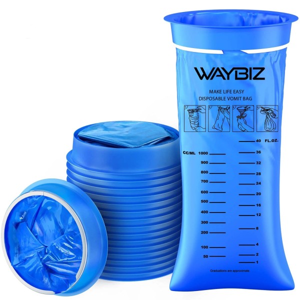 Waybiz Vomit Bags 16 Pack 1000 ml, Non-Transparen