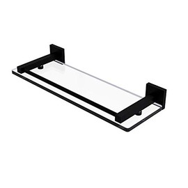 Allied Brass MT-1-16-GAL Montero Collection 16 Inch Gallery Rail Glass Shelf, Matte Black