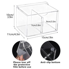 Goklmn Clear Acrylic Cotton Swab Ball Holder Qtip Organizer with Lid 2-Grid Cotton Swab/Pad/Ball Holder Container Home Bathroom Vanity Countertop Decor