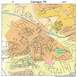 Large Street & Road Map of Carnegie, Pennsylvania PA - Printed Poster Size Wall Atlas of Your Home Town