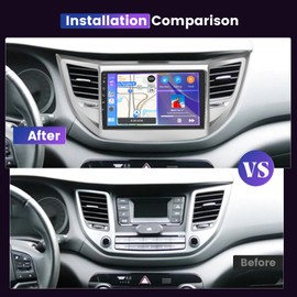 Upriding Android【8 Core 4+64G】 Car Radio for Hyundai Tucson 2015 2016 2017 2018, 9 Inch Touch Screen Car Stereo with Wireless Carplay Android Auto, GPS/5G WiFi/DSP/Bluetooth/SWC/Mic, Backup Cam