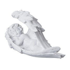 Relaxdays Grave Angel Sleeping Artificial Stone, Weather, Frost & UV Resistant, H x W x D: 13 x 21 x 9 cm, Grave Ornament, White