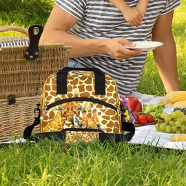 Lunch Bag Box Cute Giraffe Animal Skin Insulated Cooler Lunch Tote Bag Container Snacks Organizer for Women Men Adult Office Work Picnic Hiking