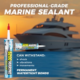 [Black] 3oz Marine Adhesive Sealant 5200 Fast Cure - Permanent, Watertight Bonding and Sealing - UV Resistant, Above & Below Waterline- for Boats, Hulls, Decks & RVs (2Pack Black)