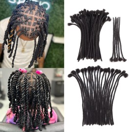 Black Human Hair 0.4 cm Hand Crochet Long Braids Fear of Locking Human Hair (6 Inches, 60pcs/pack)