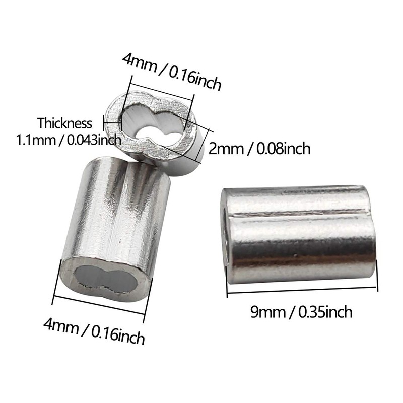 Sipery 200Pcs Aluminum Crimping Loop Sleeves Double Holes Cable Crimp
