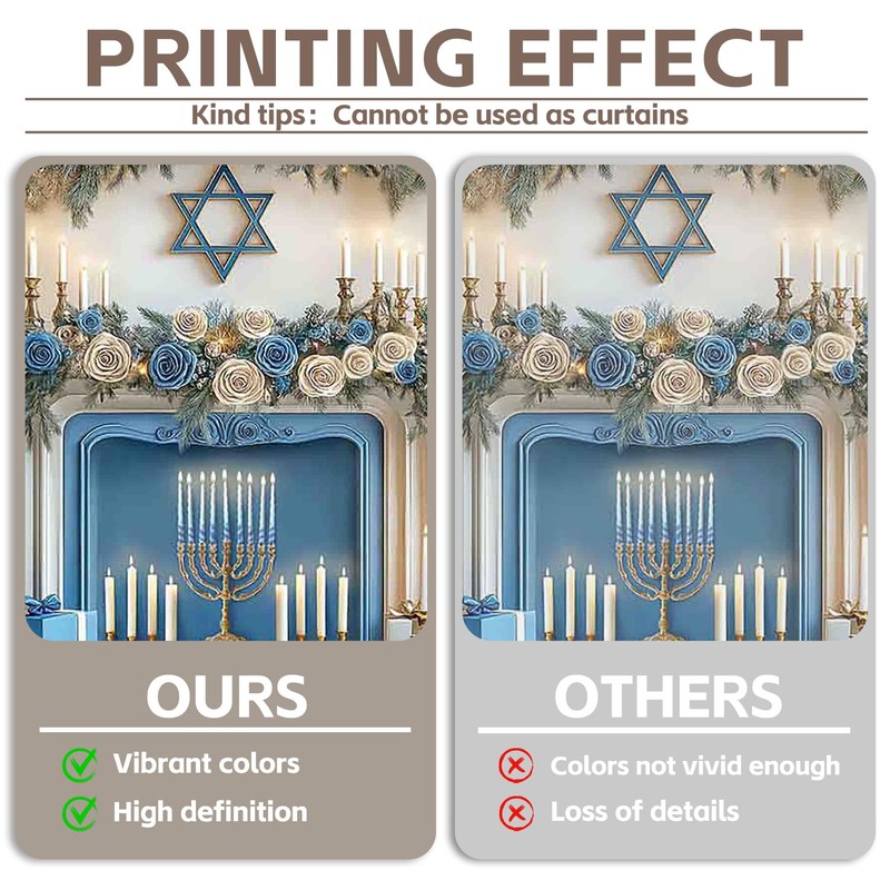 Swepuck 7x5ft Fabric Happy Hanukkah Blue and White Photography Backdrop