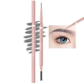 Grey Eyebrow Pencil,2Pcs Professional Micro Brow Pencil with Spoolie Brush,Longwearing Waterproof Eyebrow Pencil,Eye Brow Pencils for Women and Older Women (Update Gray)