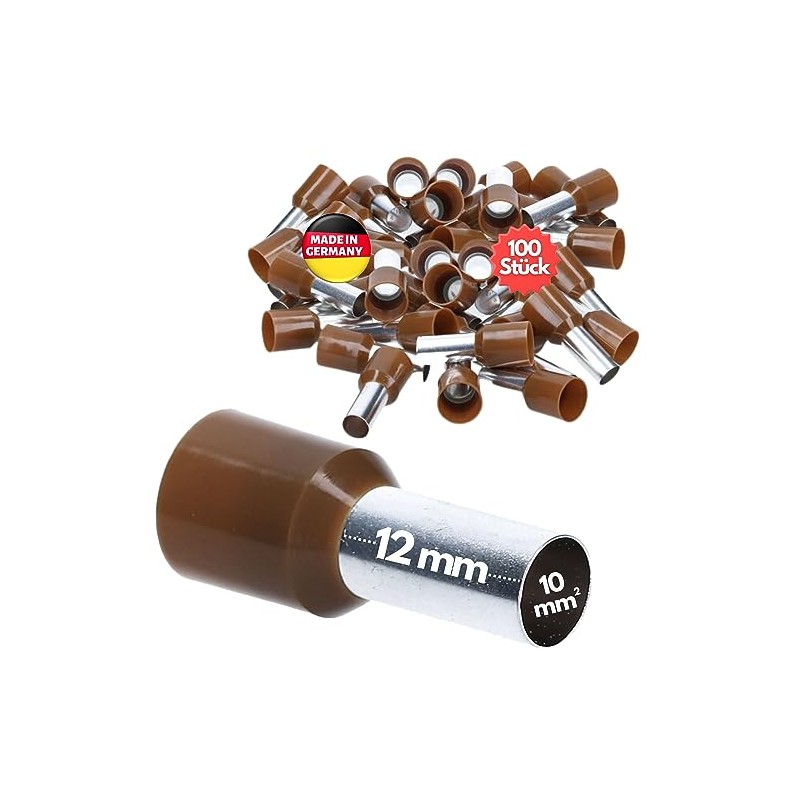 Kalitec AE1012BR Insulated Wire End Ferrules 10.0 mm² 12 mm