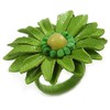 Avalaya Lime Green Leather Daisy Flower Ring - 40mm D
