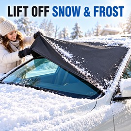 Universal Magnetic Windshield Snow Cover, 83 x 49 Inch Anti-Frost Ice and Sun Shield with Storage Bag