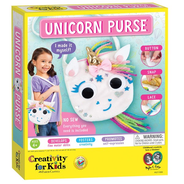 Creativity for Kids Unicorn Purse - Create A No Sew Fabric Unicorn Bag - Crafts - Boosts Fine Motor Skills for Preschoolers, White