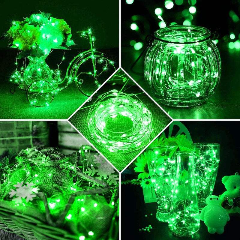 chzk 8 Pack Green Fairy Lights 7Ft 20 LED Twinkle